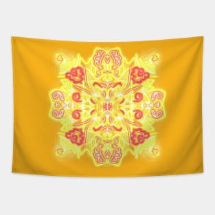 Yellow flowers mandala Tapestry