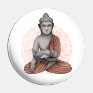 red Buddha with puppy Pin