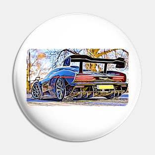 McLaren Senna Cartoon Drawing Action Print Pin