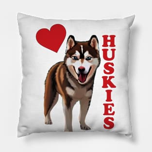 Love Huskies Pillow