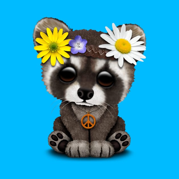 Cute Baby Raccoon Hippie by jeffbartels