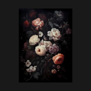 Vintage gothic floral bouquet with peonies and roses T-Shirt