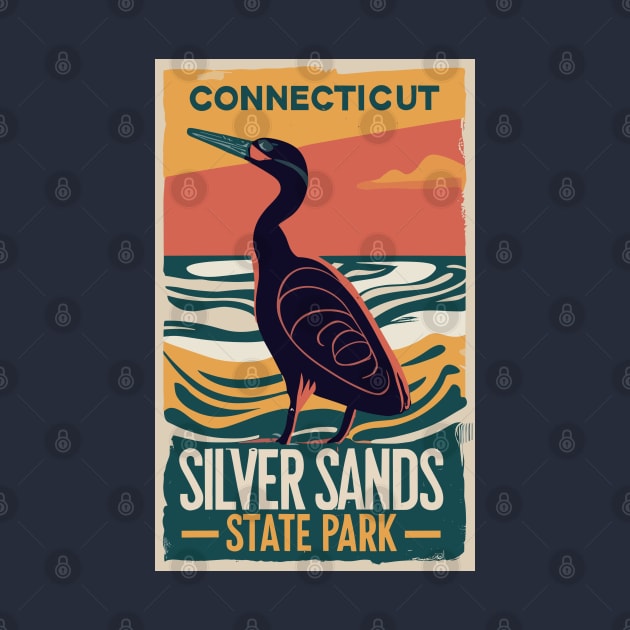 A Vintage Travel Art of the Silver Sands State Park - Connecticut - US by goodoldvintage