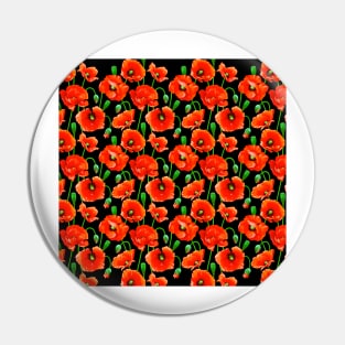 Red Poppies on Black Pin