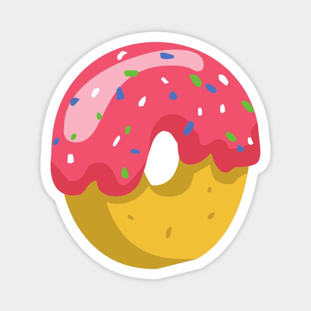 Half Glazed Pink Doughnut Magnet by InkyArt