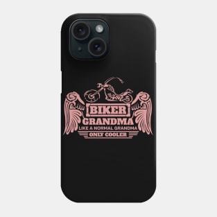 Biker Grandma Like Normal Only Cooler Pink with Skeleton Bike Phone Case