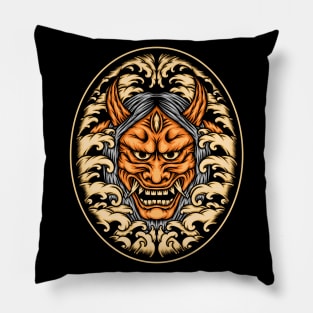 Oni mask illustration Pillow