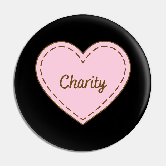 I Love Charity Simple Heart Design Pin by Word Minimalism