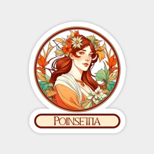 Art Nouveau Poinsettia Woman Magnet