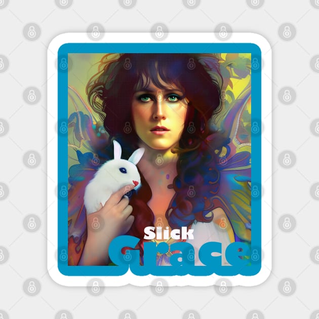 Grace Slick White Rabbit Magnet by IconsPopArt