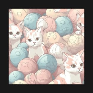 Cute kawaii kittens in pastel colors seamless pattern T-Shirt