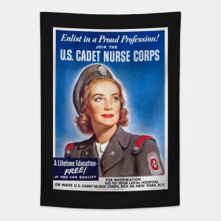 Retouched US Cadet Nurse Corps Recruitment Print for the United States Military Tapestry