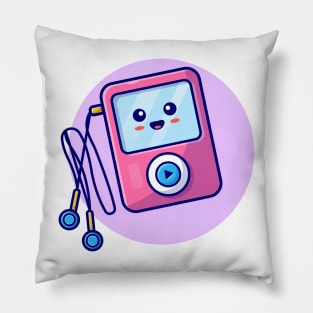 Cute Ipod With Earphone Cartoon Vector Icon Illustration (2) Pillow