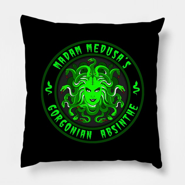 MADAM MEDUSA - GORGONIAN ABSINTHE Pillow by GardenOfNightmares