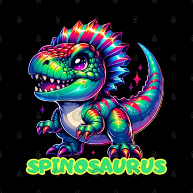 Spinosaurus Rainbow Dino Kawaii Cute Chibi Anime by Lavender Celeste