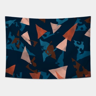 Navy Textured Triangles Tapestry