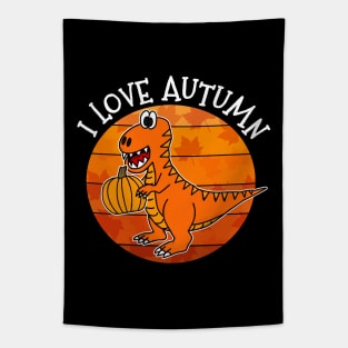 Autumn T-Rex Dinosaur Pumpkin Fall Thanksgiving Tapestry