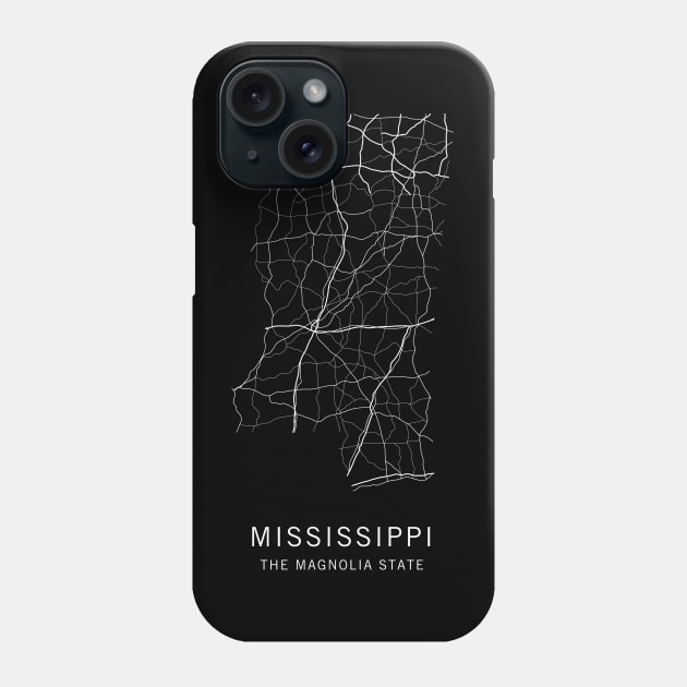 Mississippi State Road Map Phone Case by ClarkStreetPress