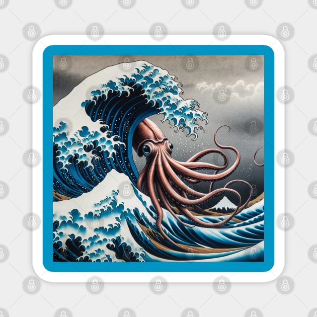 Kanagawa Giant Squid wave - Funny Mythical Sea Creature Meme Magnet by Edd Paint Something