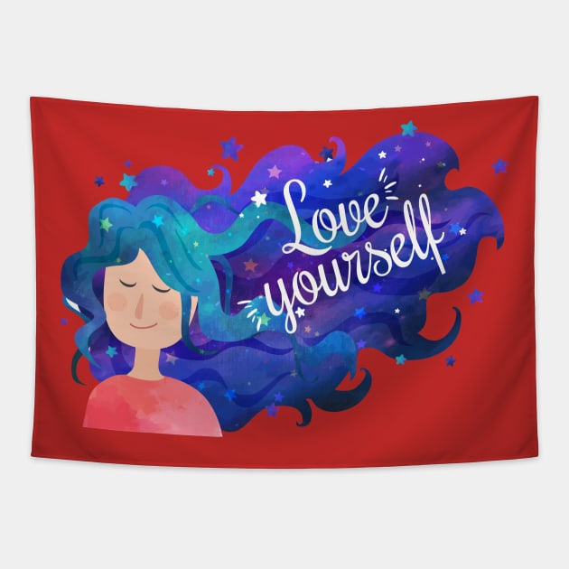 LOVE YOURSELG DESIGN Tapestry by Mako Design 