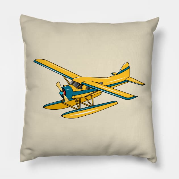 Seaplane cartoon illustration Pillow by Miss Cartoon