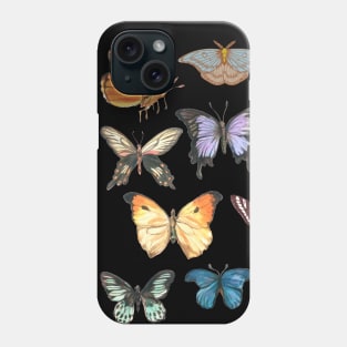 vintage butterfly on black background Phone Case