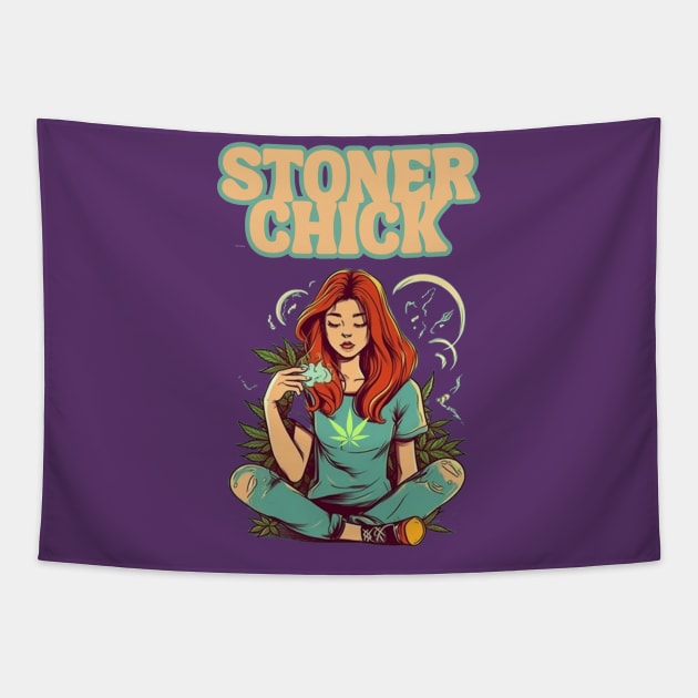 Stoner Chick 420 Tapestry by FrogandFog