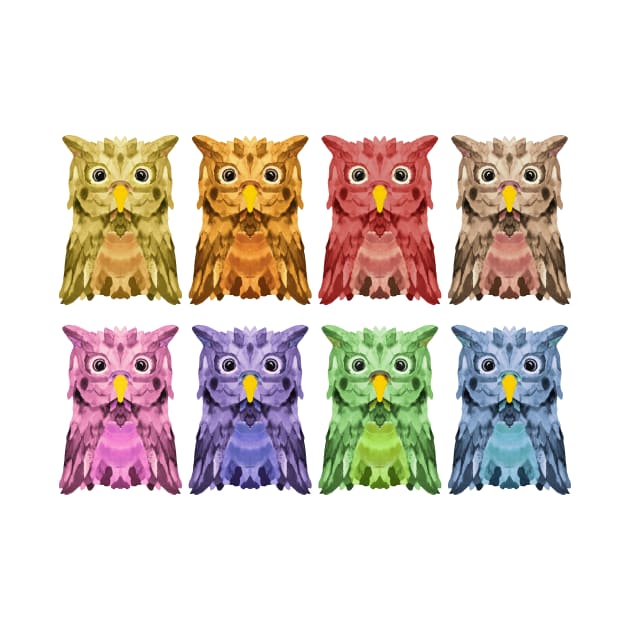 Rainbow Owls by ArtLovePassion