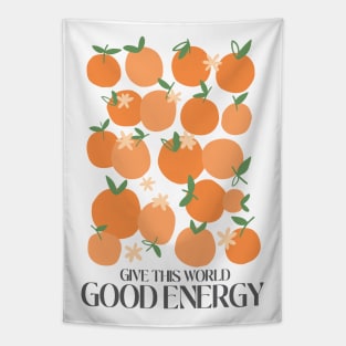 Danish pastel Good energy quote Tapestry