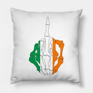 Skeleton Middle Finger Ireland Flag Pillow
