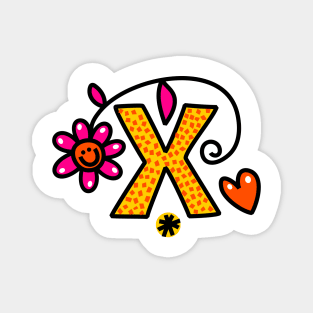 Letter X abc monogram hand drawn colorful alphabet Magnet