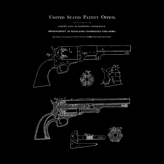 Colt Revolver 1850 Patent Blueprint by Rebus28