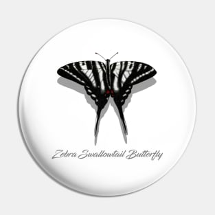 Zebra Swallowtail Butterfly Labeled Pin