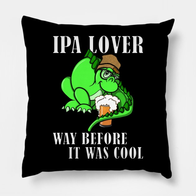 Funny Dino Dinosaur Beanie IPA Beer Lover Saurus Pillow by ScottyGaaDo