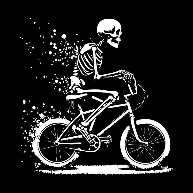 skeleton rides on bike by lkn