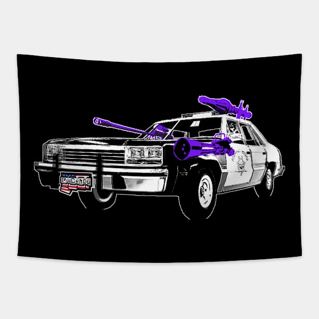 Highway Punchado Car Upgraded v. Blank Text Code Purple Tapestry by punchado