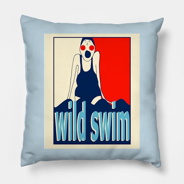 WILD SWIM Pillow by krisevansart