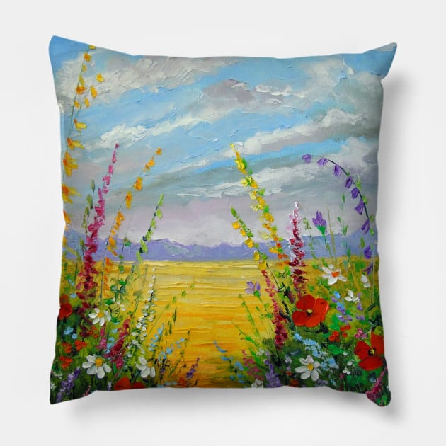 Flowers in the field Pillow by OLHADARCHUKART