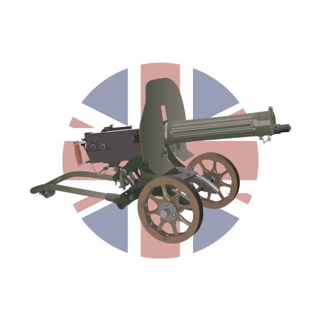 Maxim Gun with British Flag by NorseTech