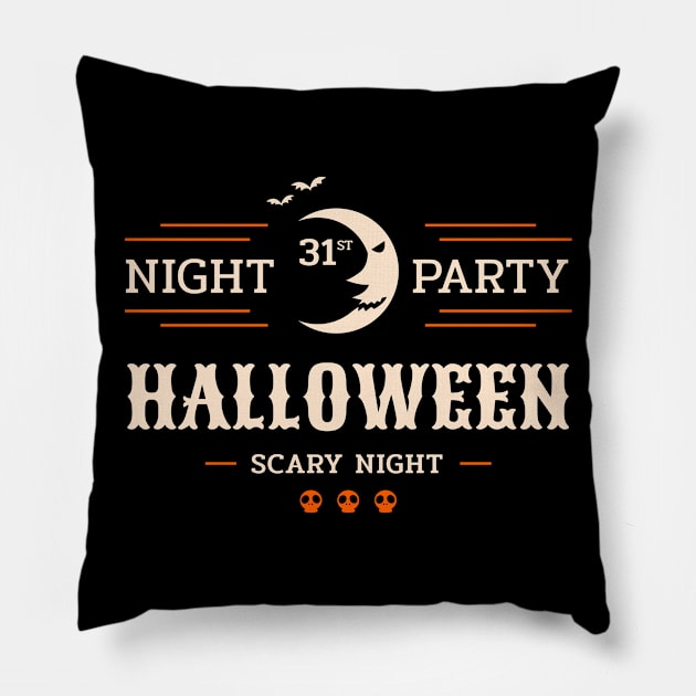 Night 31st Party Halloween Scary Night Pillow by potch94