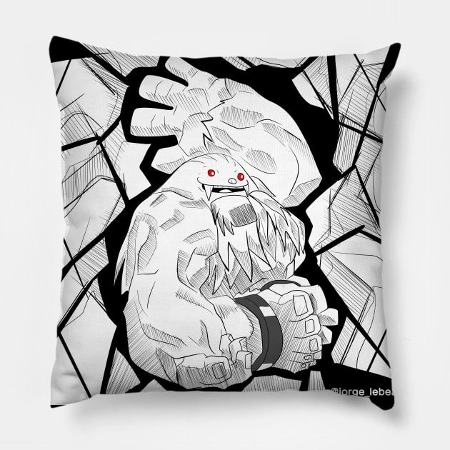 yeti the ice sasquatch darkstarker Pillow by jorge_lebeau