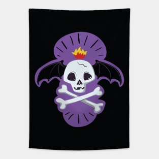 Skull and Bones Bat Wings Tapestry