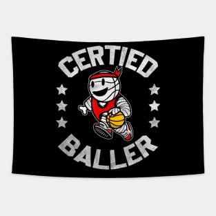 Certified Baller Cute Kawaii Basketball Design Tapestry