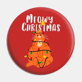 Meowy Christmas Funny Ginger Cat Pin