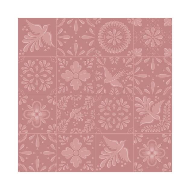 Mexican Elegant Pink Talavera Tile Pattern by Akbaly by Akbaly