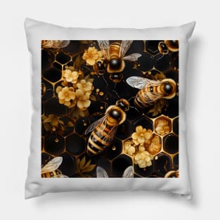 Honeycomb and Bee Pattern 16 Pillow