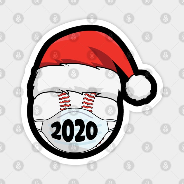 2020 Baseball Santa hat Face Mask Quarantined Christmas Gift Magnet by BadDesignCo