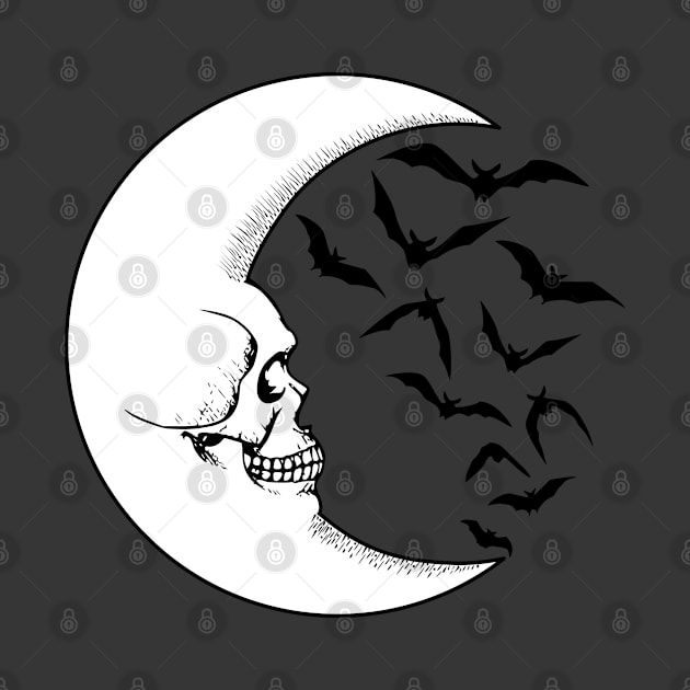 Skull Moon with Bats by RavenWake