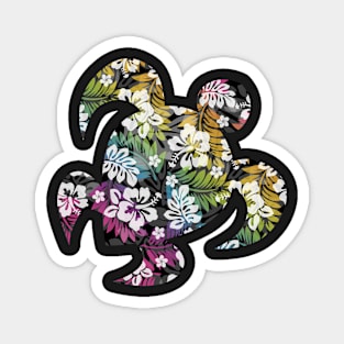 Large Hawaiian Print - Hibiscus, Plumeria, and Leaves in rainbow and black Magnet