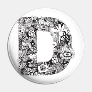 Floral Letter D Pin